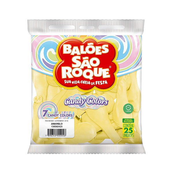 BALAO SAO ROQUE NR.7 CANDY AMARELO 25 UNIDADES