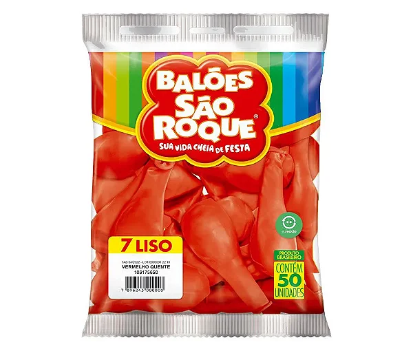 BALAO SAO ROQUE NR.7 VERMELHO 50 UNIDADES