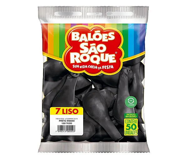 BALAO SAO ROQUE NR.7 PRETO 50 UNIDADES