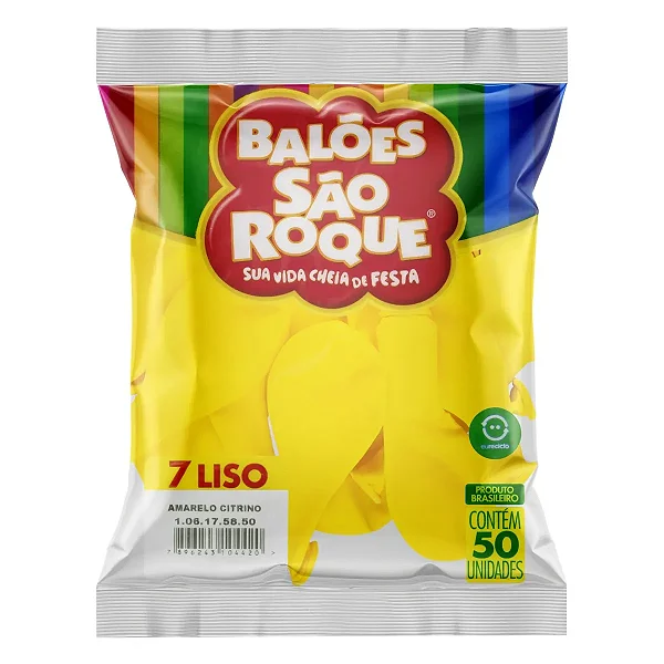 BALAO SAO ROQUE NR.7 AMARELO 50 UNIDADES