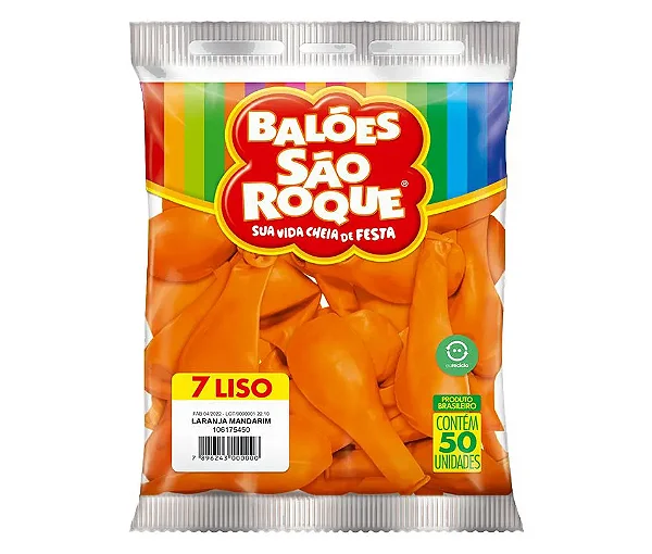 BALAO SAO ROQUE NR.7 LARANJA 50 UNIDADES