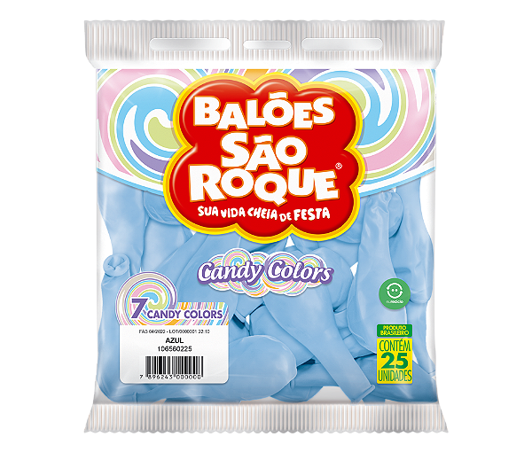 BALAO SAO ROQUE NR.7 CANDY AZUL 25 UNIDADES