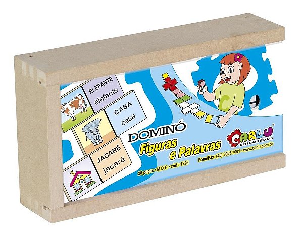 DOMINO FIGURAS E PALAVRAS - MDF - 28 PC - CX. MAD