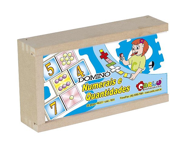 DOMINO NUMERAIS E QUANTIDADES - MDF - 28 PC - CX.