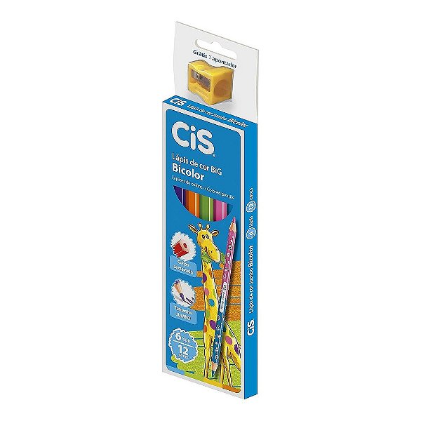 LAPIS DE COR JUMBO 12 CORES 06 LAPIS BI-COLOR
