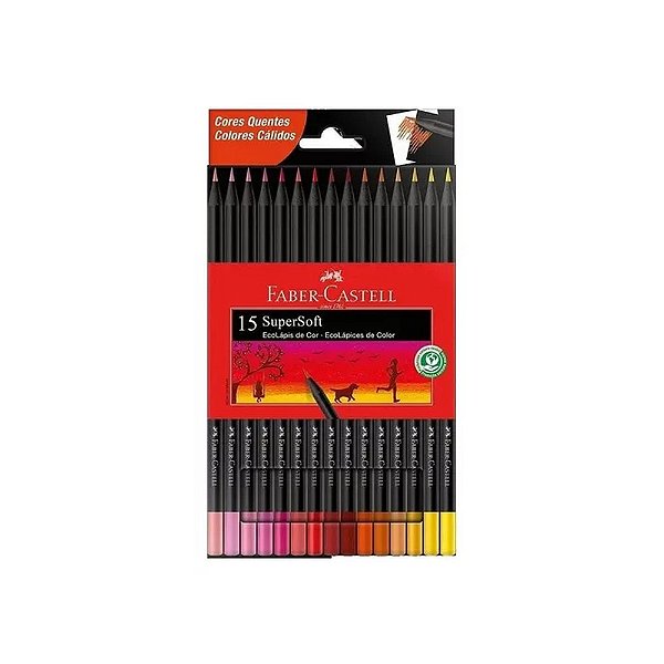 LAPIS DE COR 15 CORES QUENTES SUPERSOFT