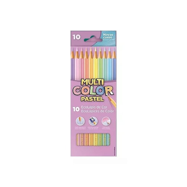 LAPIS DE COR 10 CORES MULTICOLOR PASTEL