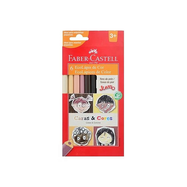LAPIS DE COR JUMBO 6 CORES CARAS&CORES TONS PELE
