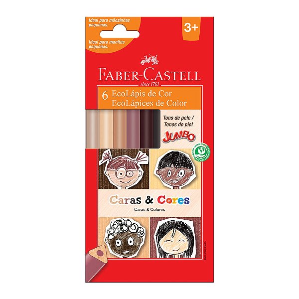 LAPIS DE COR JUMBO 6 CORES CARAS & CORES TONS PELE