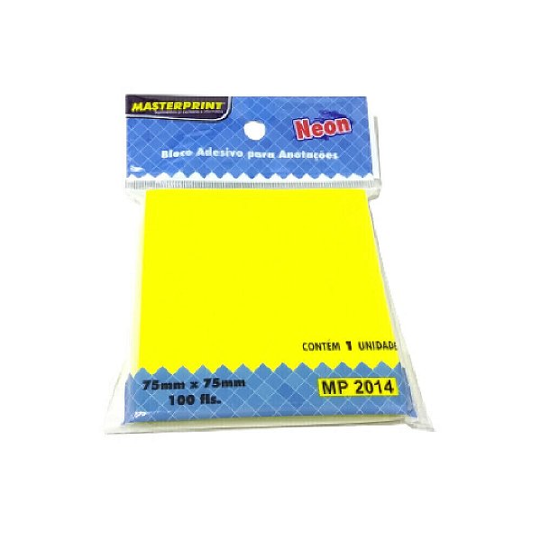 BLOCO ADESIVO 75X75MM AMARELO NEON