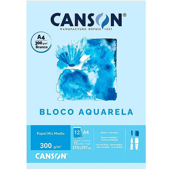 BLOCO AQUARELA 12 FOLHAS A4 300G