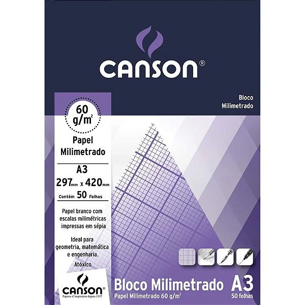 BLOCO MILIMETRADO A-3 60GM2 TECNICO 50 FOLHAS