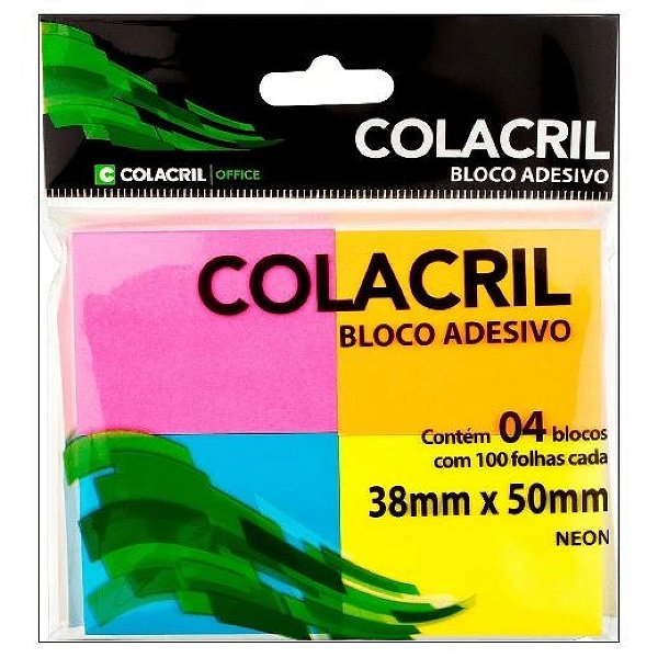 BLOCO ADESIVO 12X44MM NEON 100F