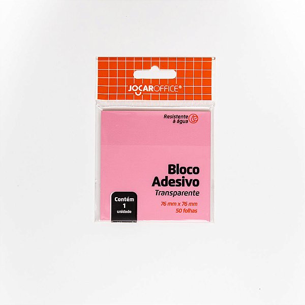 BLOCO ADESIVO TRANSPARENTE 76X76MM 50F ROSA