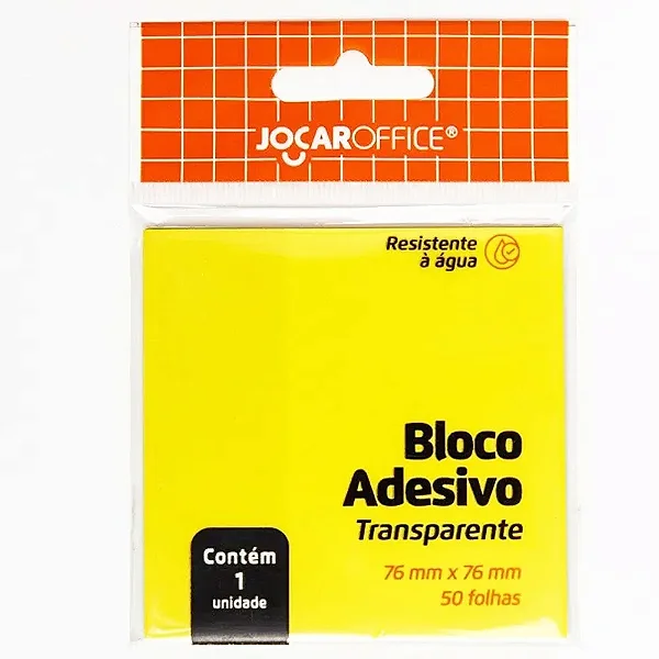 BLOCO ADESIVO TRANSPARENTE 76X76MM 50F AMARELO