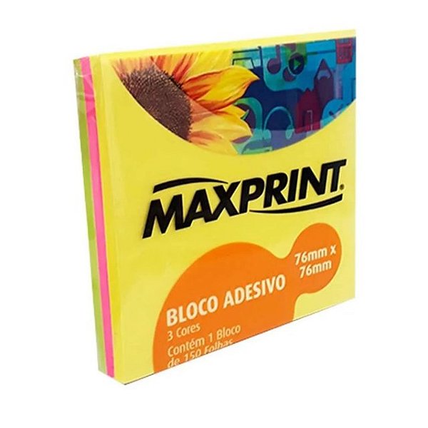 BLOCO ADESIVO 76X76MM 3 CORES NEON