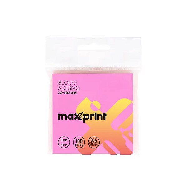 BLOCO ADESIVO 76X76MM 360 ROSA NEON