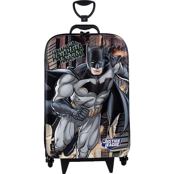 MOCHILA INFANTIL COM RODINHA LIGA DA JUSTICA BATM