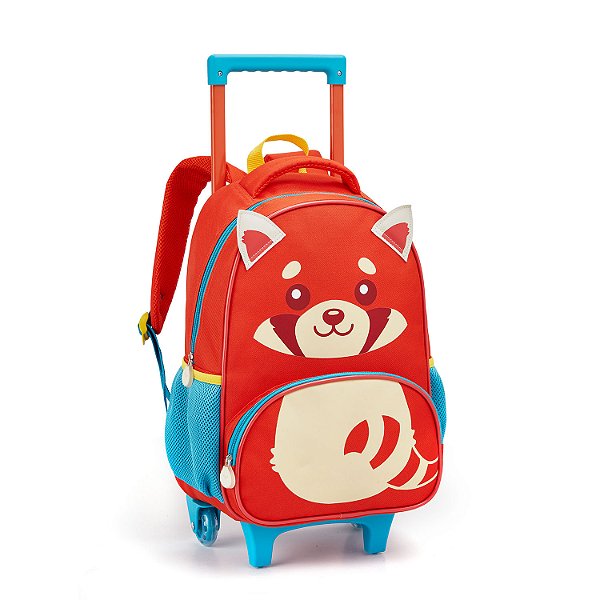 MOCHILA PEQUENA COM RODAS GAXINIM VERMELHO