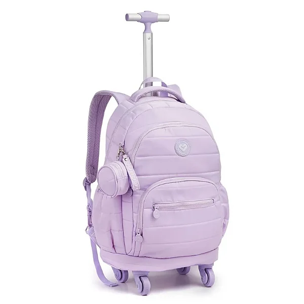 MOCHILA FEMININA COM RODAS COLOR UP LILAS PASTEL