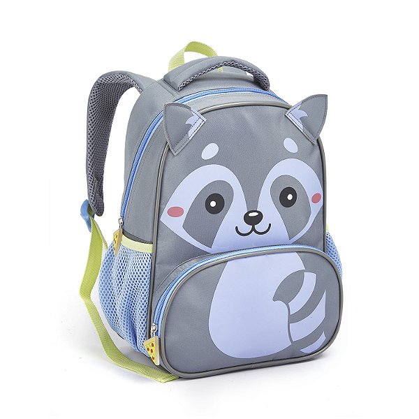 MOCHILA INFANTIL PEQUENA GUAXINIM CINZA