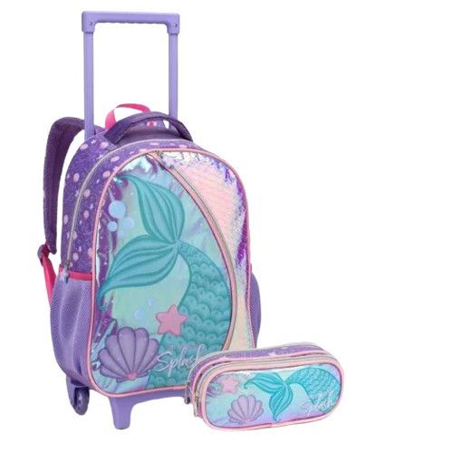 MOCHILA INFANTIL FEMININA 17" COM RODAS