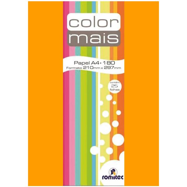 PAPEL COLOR MAIS 180G A-4 LARANJA