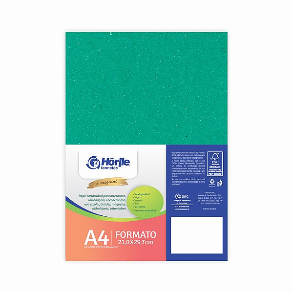 PAPEL CARTAO HORLLE COLOR FACE 1.00MM A-4 VERDE