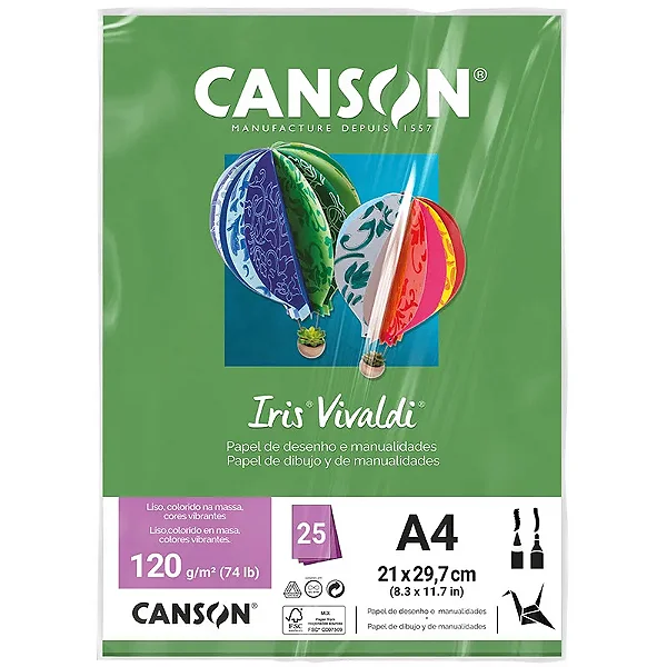 PAPEL COLOR PLUS A-4 120G 25FL VERDE CLARO