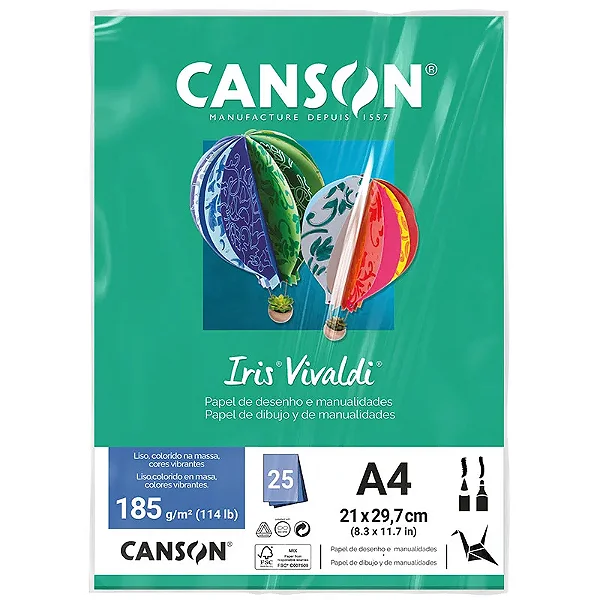 PAPEL COLOR PLUS A-4 185G 25FL VERDE MENTA