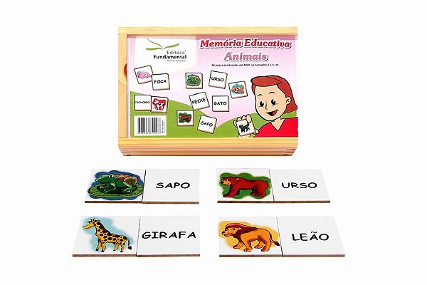 JOGO DA MEMORIA ANIMAIS MDF 40PCS