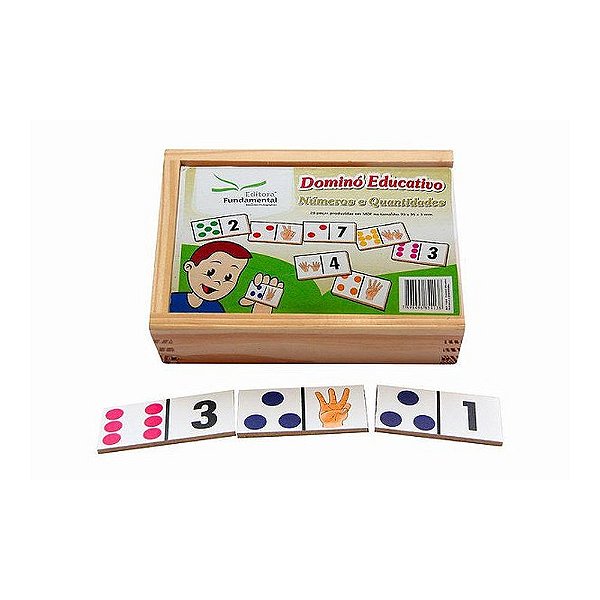DOMINO NUMEROS E QUANTIDADES MDF 28 PECAS