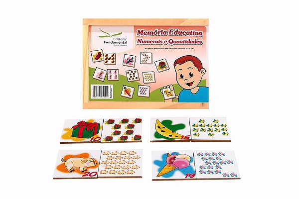 JOGO DA MEMORIA NUMERAIS E QUANTIDADES MDF 40PCS