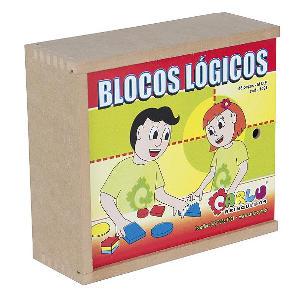 BLOCOS LOGICOS CAIXA MDF 48 PECAS