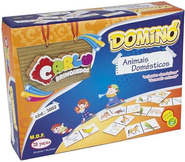 DOMINO ANIMAIS DOMESTICOS - MDF - 28 PC - CX. PAP