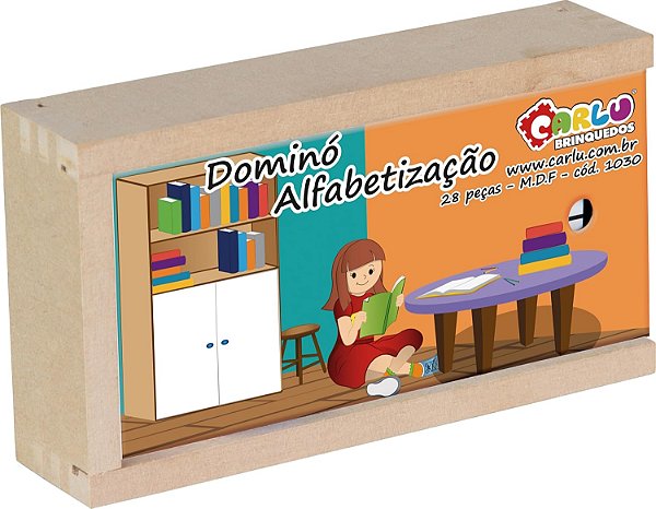 DOMINO ALFABETIZACAO - MDF - 28 PC - CX. MAD.