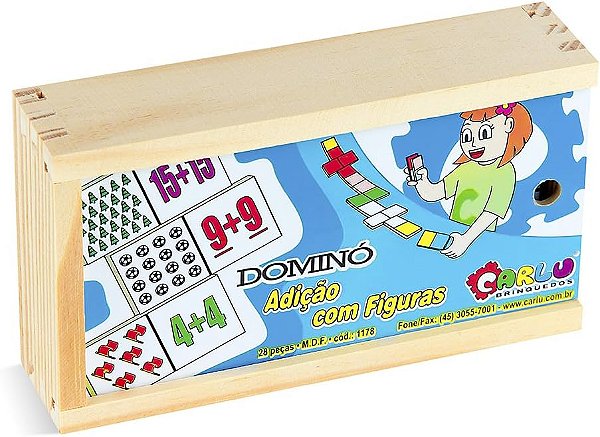 DOMINO ADICAO COM FIGURAS - MDF - 28 PC - CX. MAD