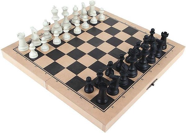 JOGO XADREZ OFICIAL - REI 10CM - 32 PC - CX. MDF