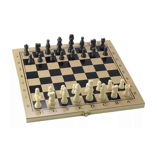 JOGO XADREZ, DAMAS E GAMAO DE MADEIRA 28,5X28,5