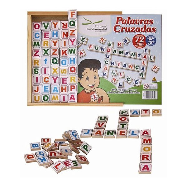 PALAVRAS CRUZADAS 72 PECAS + TABULEIRO EM MDF