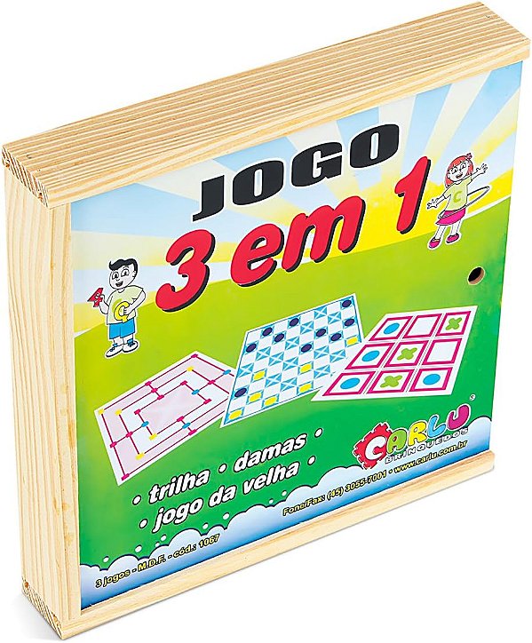 JOGO 3 EM 1 - MDF - 18 PC - CX. MAD.