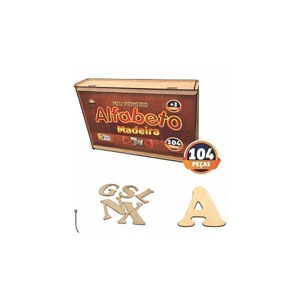 ALFABETO EM MDF 104 PC NA CAIXA