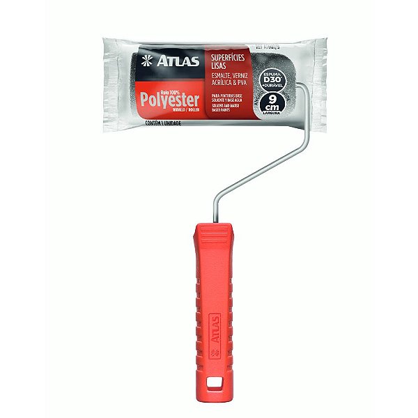 ROLO PARA PINTURA ATLAS ESPUMA CINZA 9CM