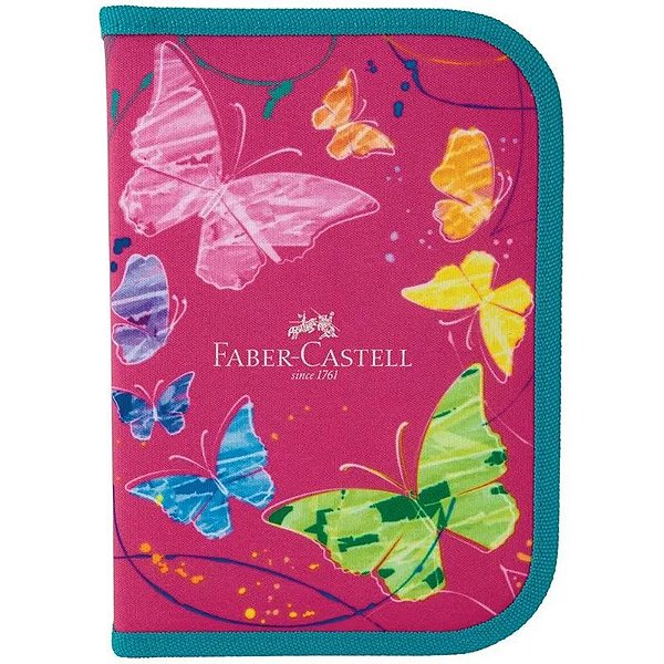ESTOJO ESCOLAR COMPLETO BORBOLETA ROSA