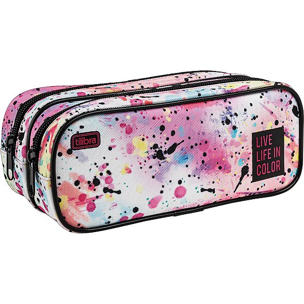 ESTOJO ESCOLAR DUPLO GD ACADEMIE SPLASHES BRANCO