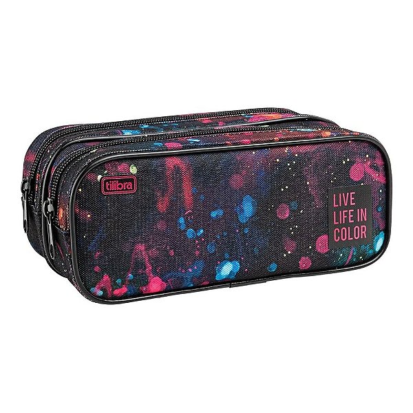 ESTOJO ESCOLAR DUPLO GD ACADEMIE SPLASHES PRETO