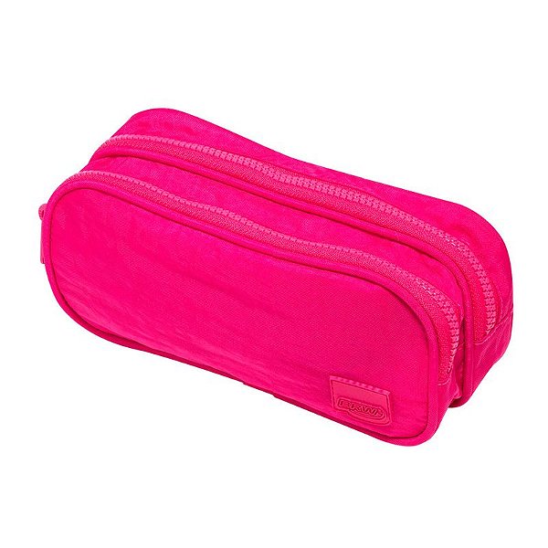 ESTOJO ESCOLAR NYLON 2 ZIPERS PIINK