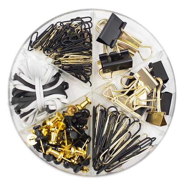 KIT PAPELARIA IN PRETO E DOURADO - TIME