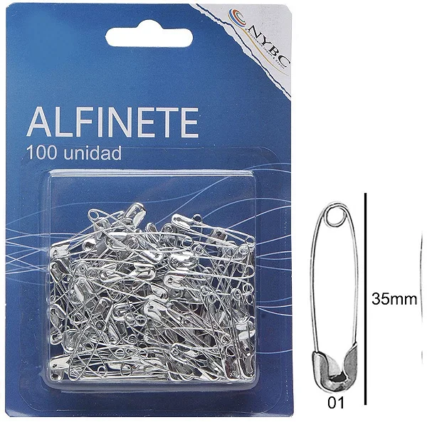 ALFINETE SEGURANCA NR.01 PRATA COM 100UNID