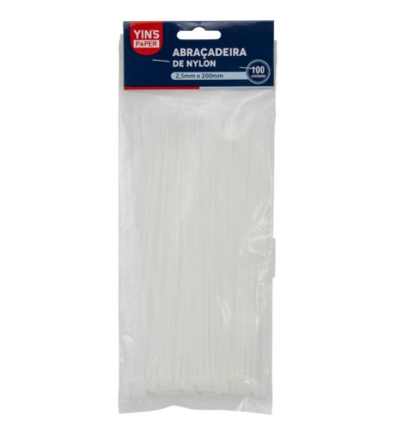 ABRACADEIRA DE NYLON BRANCO 2,5X200MM PCT C/100 Y
